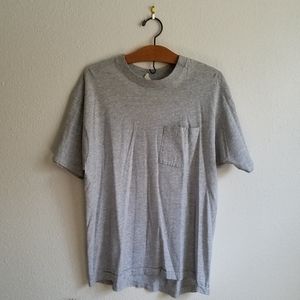 Vintage Single Stitch Blank Pocket Tee Grey